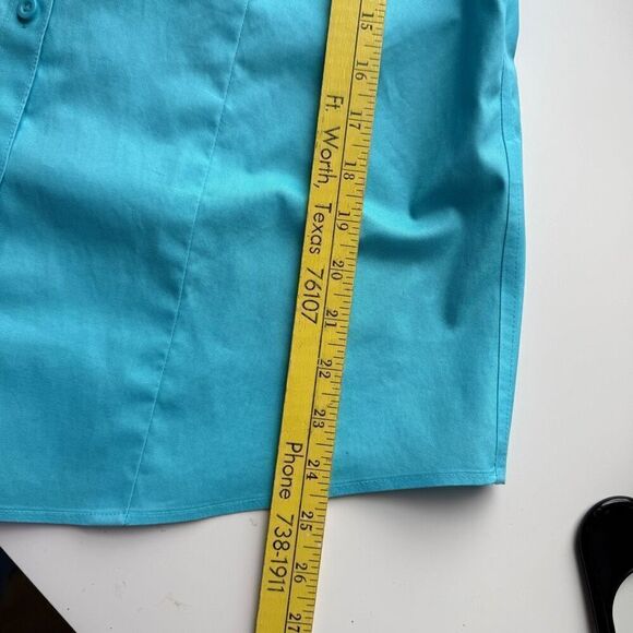 Chico's No Iron 100% Cotton 3/4 Sleeve Collared Button-Up Shirt Blue Size 1 - Picture 5 of 10